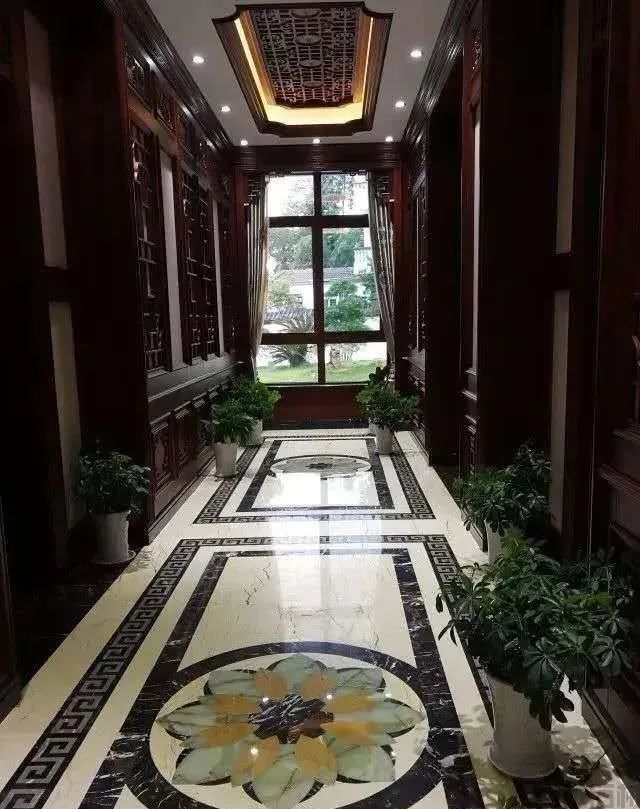 新中式石材拼花走廊过道,大道至简(图1) 新中式石材拼花走廊过道,大道至简