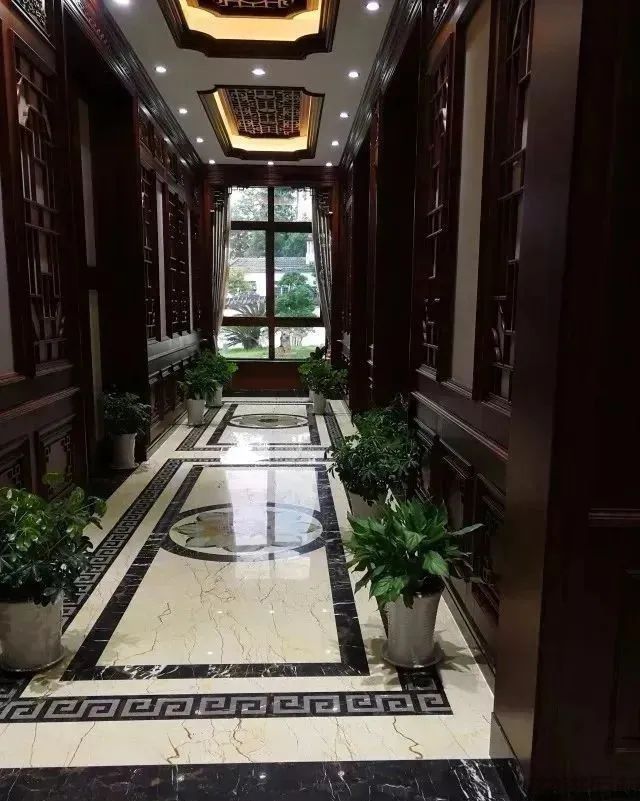新中式石材拼花走廊过道,大道至简(图2) 新中式石材拼花走廊过道,大道至简