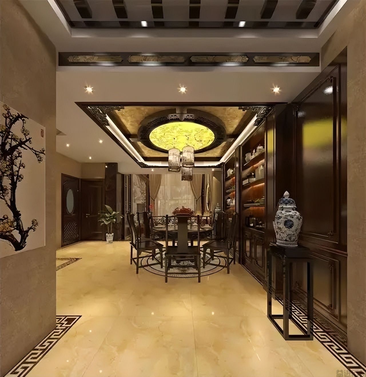 新中式石材拼花走廊过道,大道至简(图70) 新中式石材拼花走廊过道,大道至简