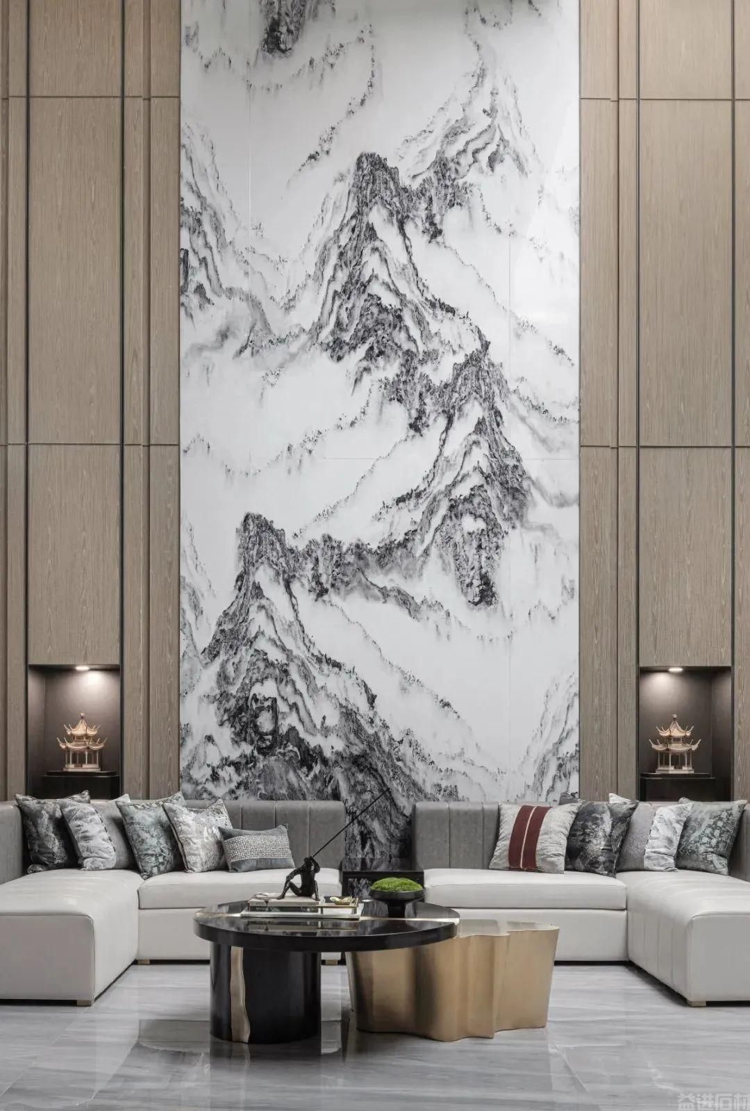 山水画大理石背景墙，高级的起源是中国风(图40)